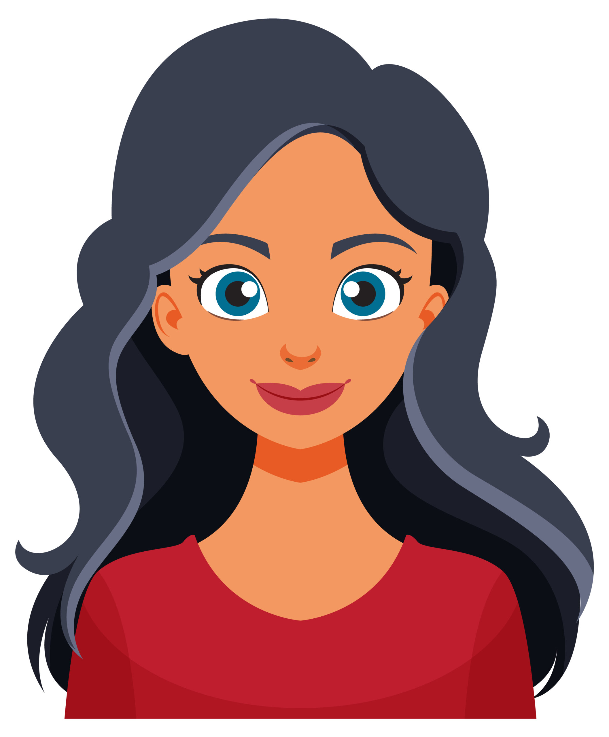 smiling woman with long hair